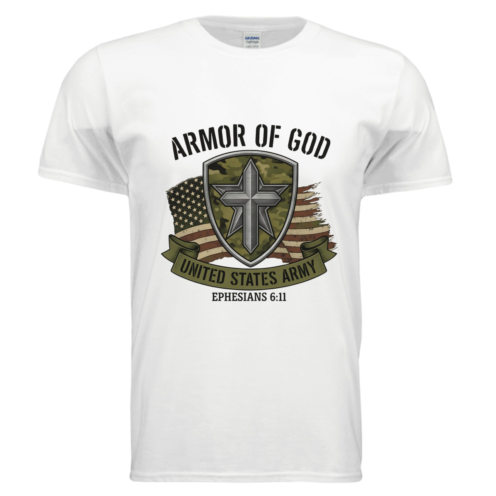Armor of God United States Army Ephesians 6:11 Faith T-Shirt WHITE Salvation FaithWear Apparel
