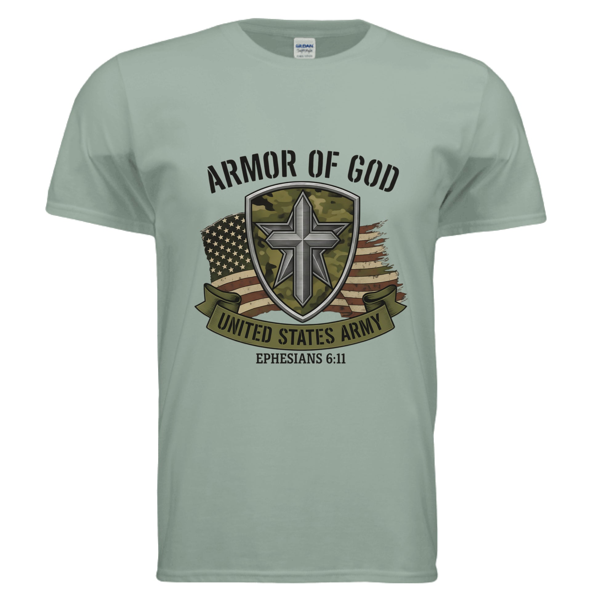 Armor of God United States Army Ephesians 6:11 Faith T-Shirt Sage Salvation FaithWear Apparel