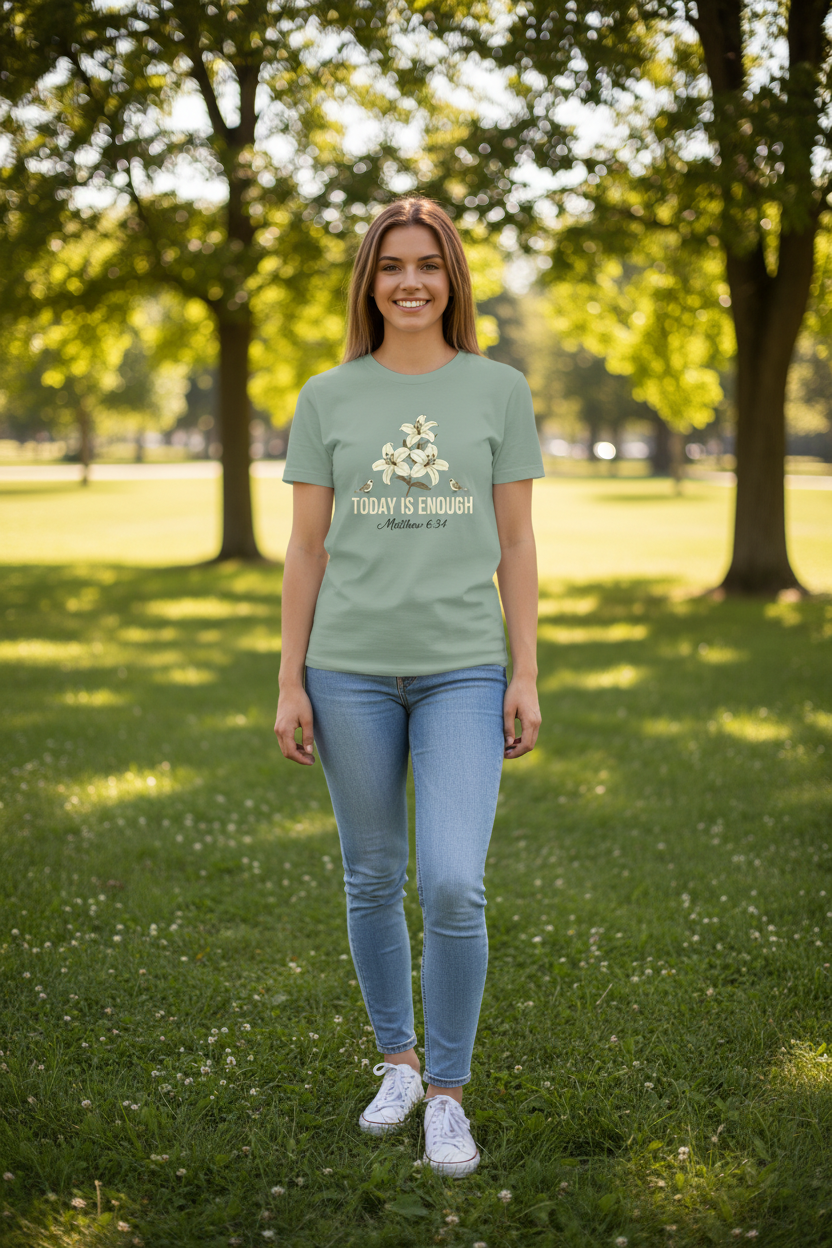 Today is Enough Matthew 6:34 Faith T-Shirt Salvation Clothing and Accessories Apparel