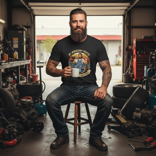 My Workshop Prayer Coffee Grace Horsepower Faith T-Shirt Salvation Clothing and Accessories Apparel