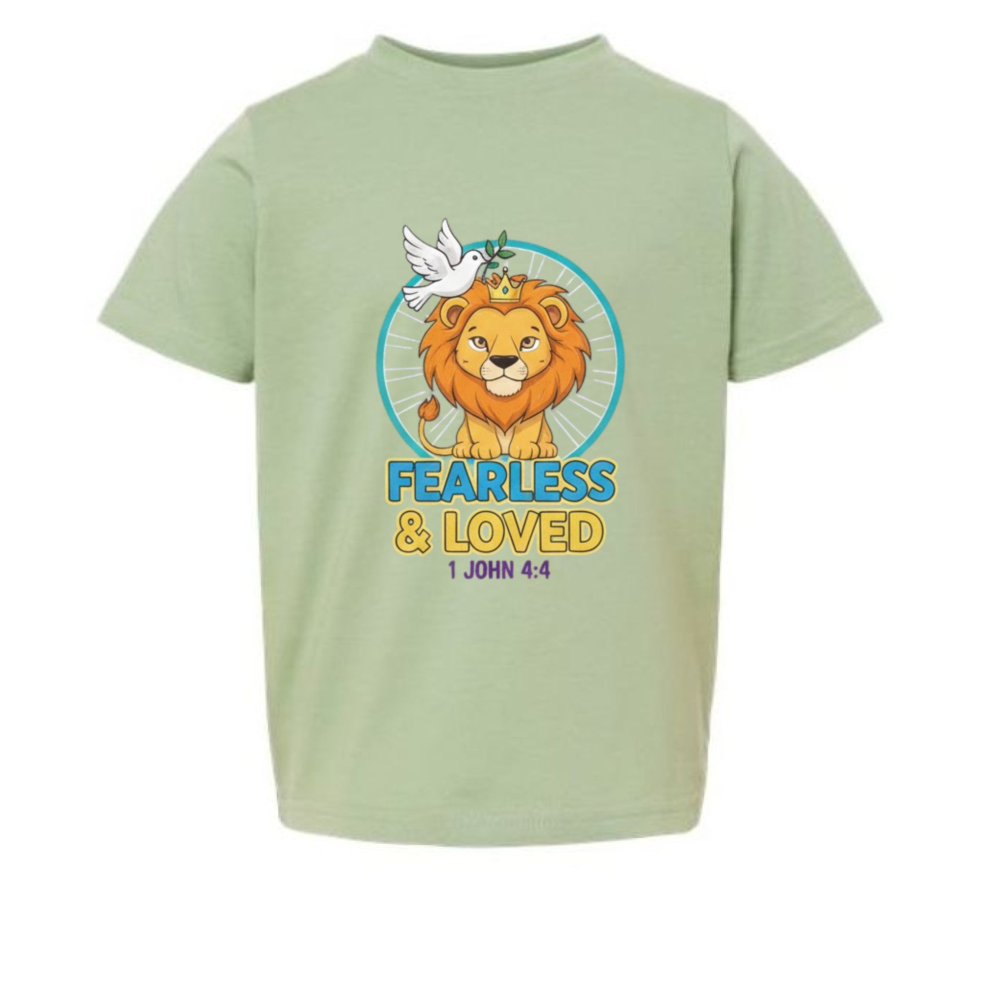 Fearless 1 John 4:4 Toddler Faith T-Shirt Sage Salvation Clothing and Accessories Apparel
