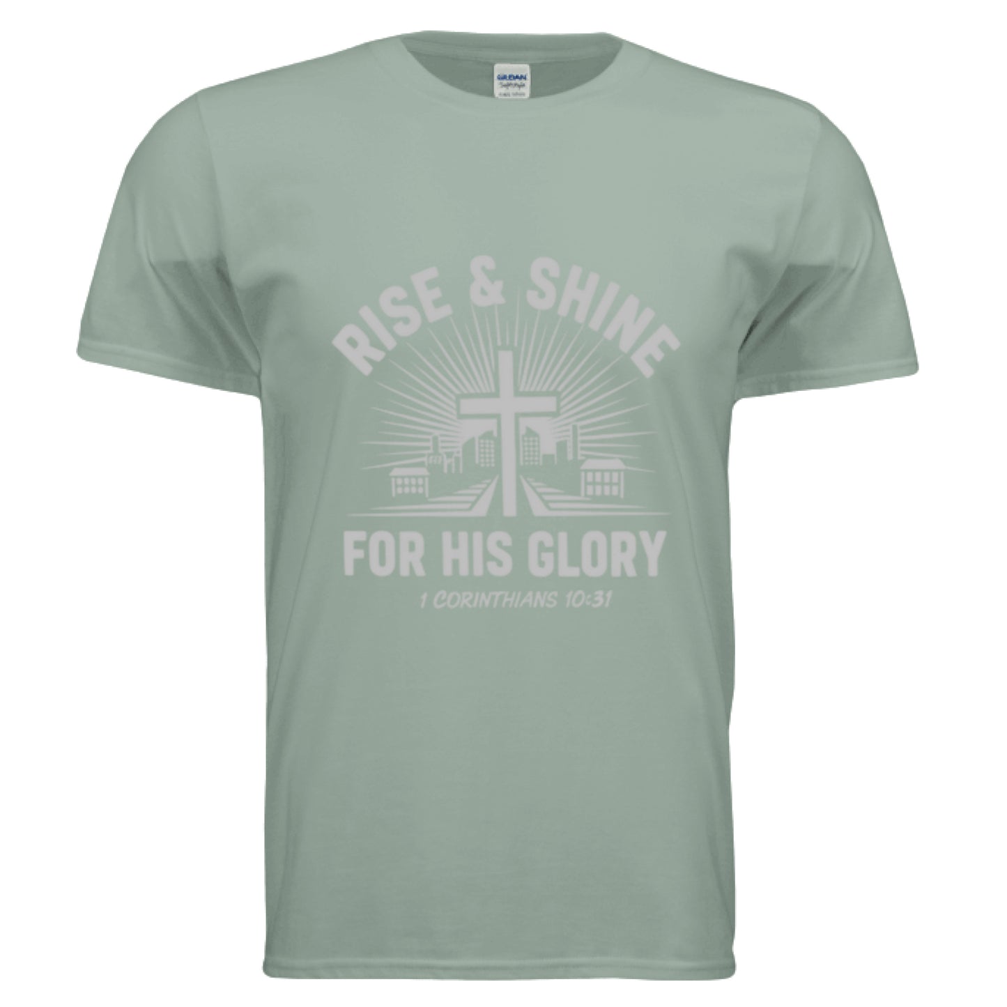 For His Glory -1 Corinthians 10:31 Faith T-Shirt Sage Salvation Clothing and Accessories