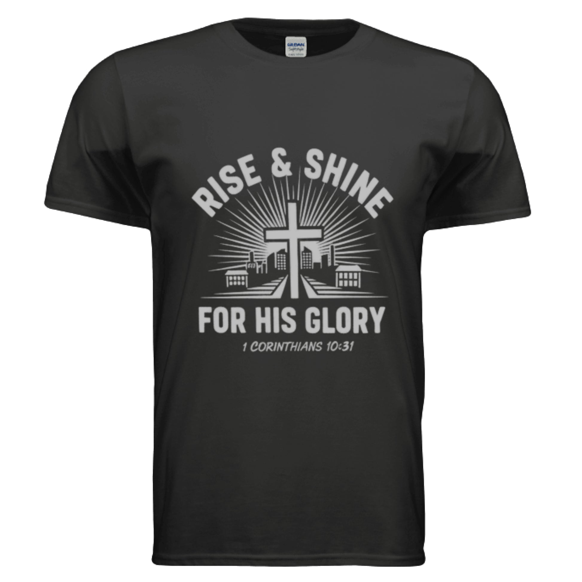 For His Glory -1 Corinthians 10:31 Faith T-Shirt BLACK Salvation Clothing and Accessories