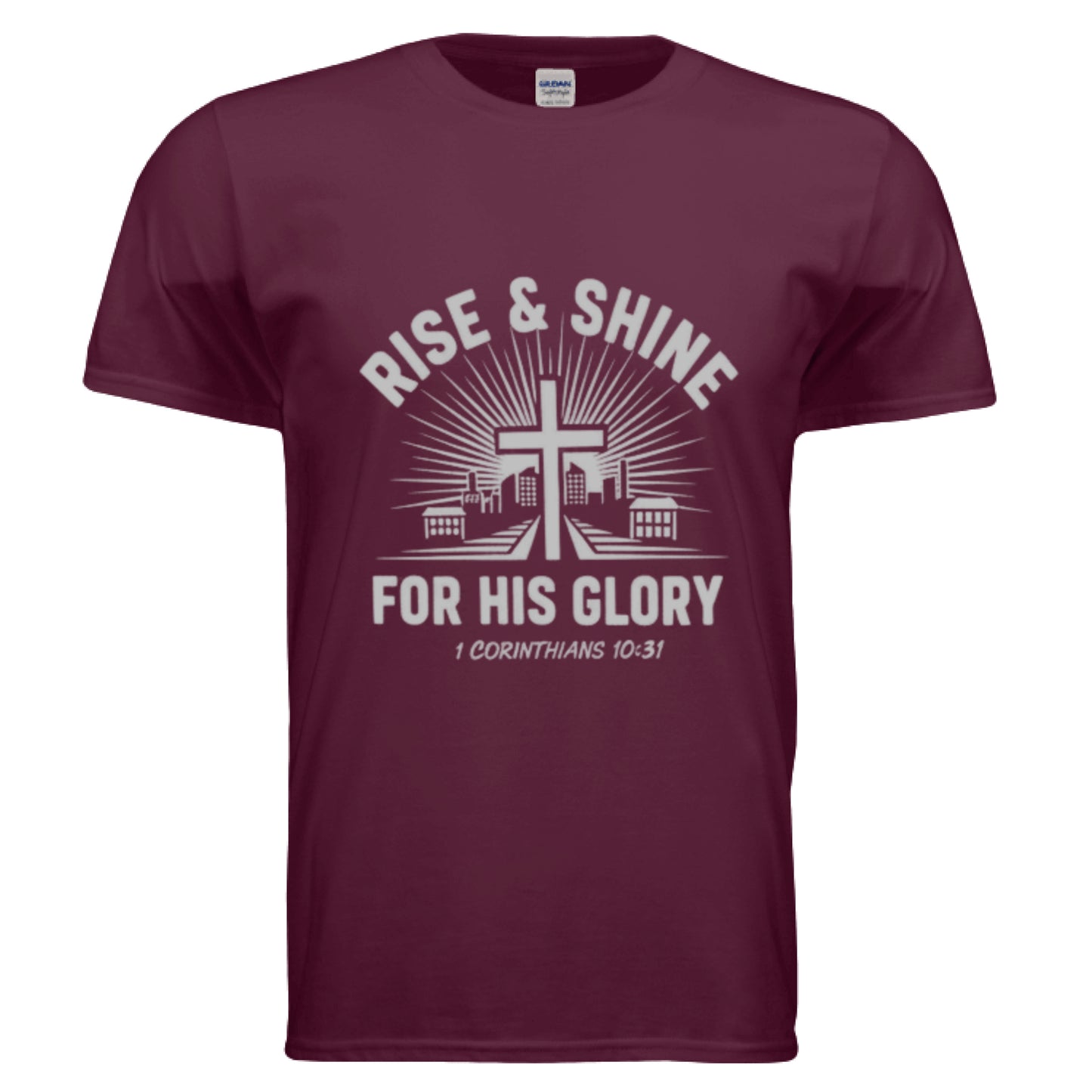 For His Glory -1 Corinthians 10:31 Faith T-Shirt MAROON Salvation Clothing and Accessories