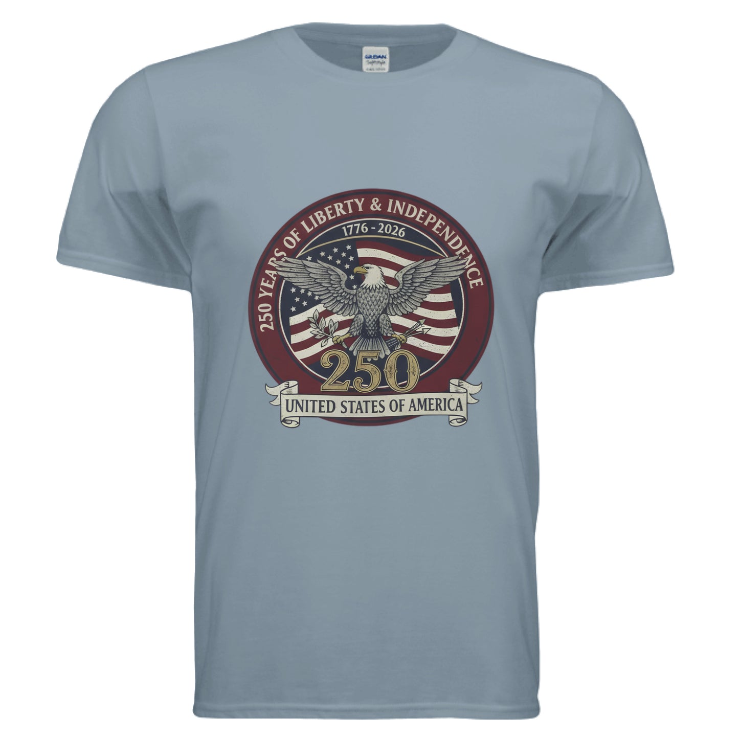 250 years of Liberty and Independence Patriot T-Shirt Stone Blue Salvation Clothing and Accessories Apparel