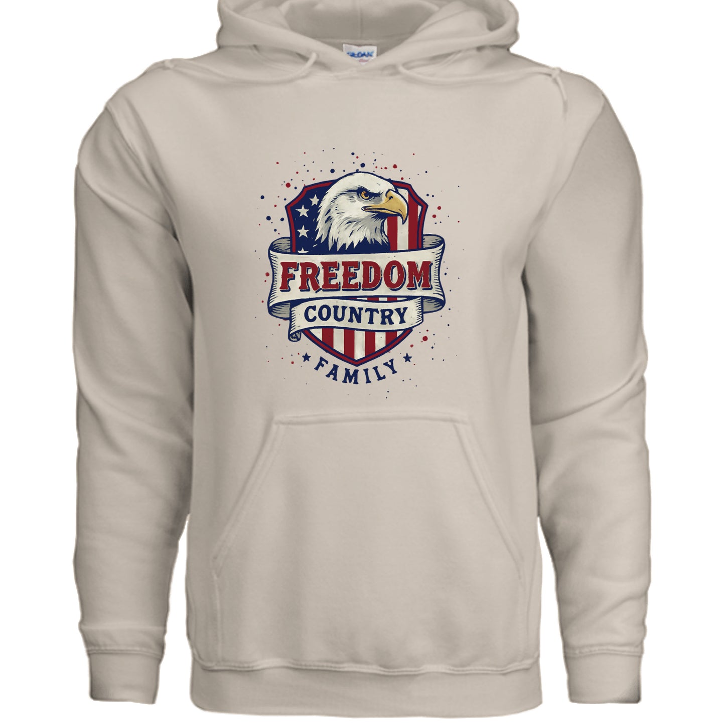 Freedom Country Family Patriot Hoodie SAND Salvation Clothing and Accessories Apparel