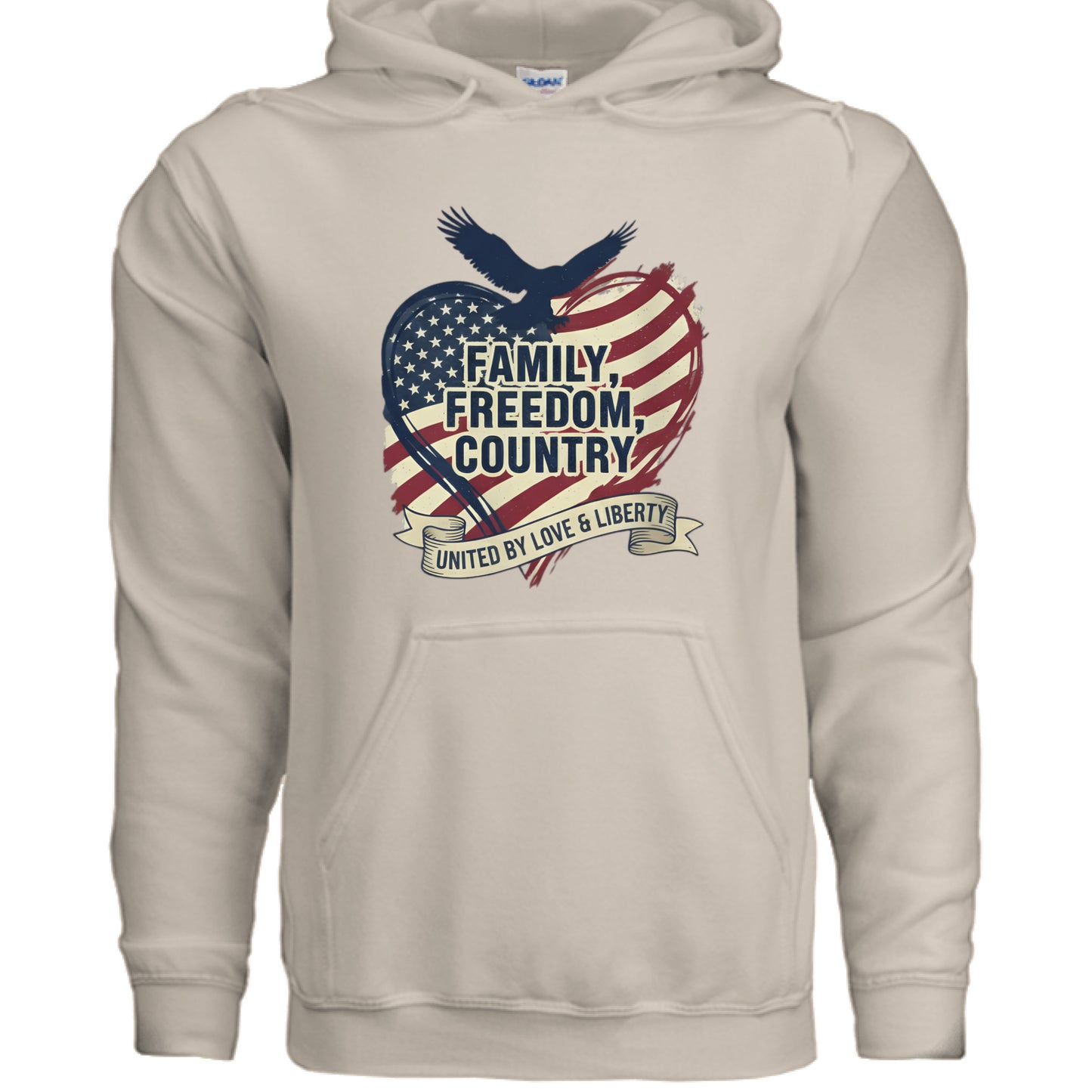 Family Freedom Country Patriot Hoodie SAND Salvation Clothing and Accessories Apparel