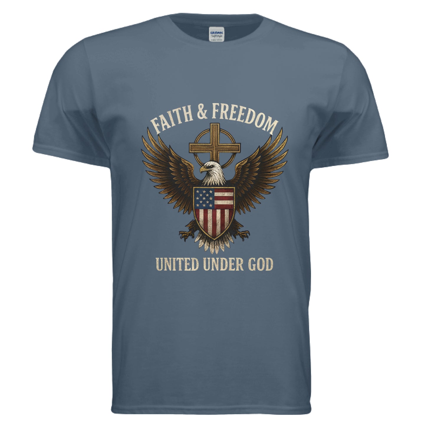 Faith & Freedom United under God Faith T-Shirt INDIGO BLUE Salvation Clothing and Accessories Apparel