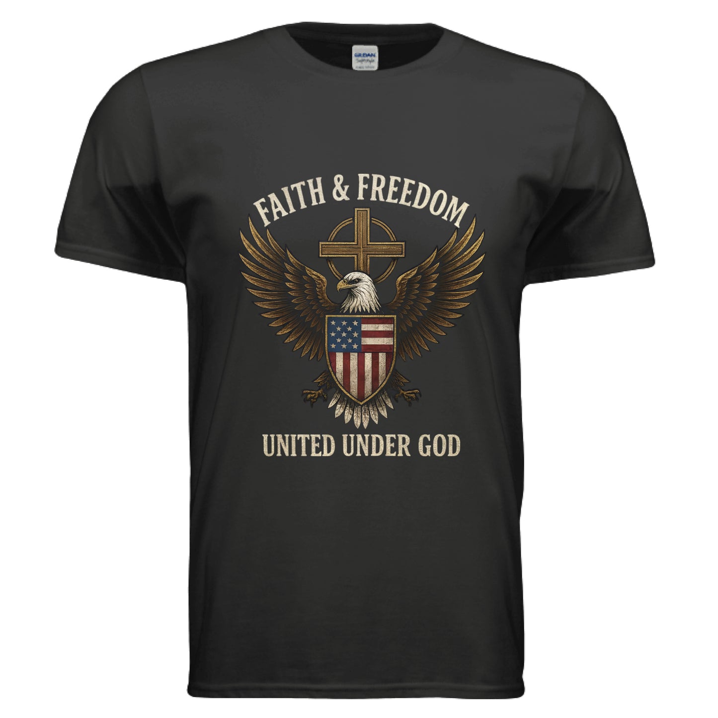 Faith & Freedom United under God Faith T-Shirt BLACK Salvation Clothing and Accessories Apparel