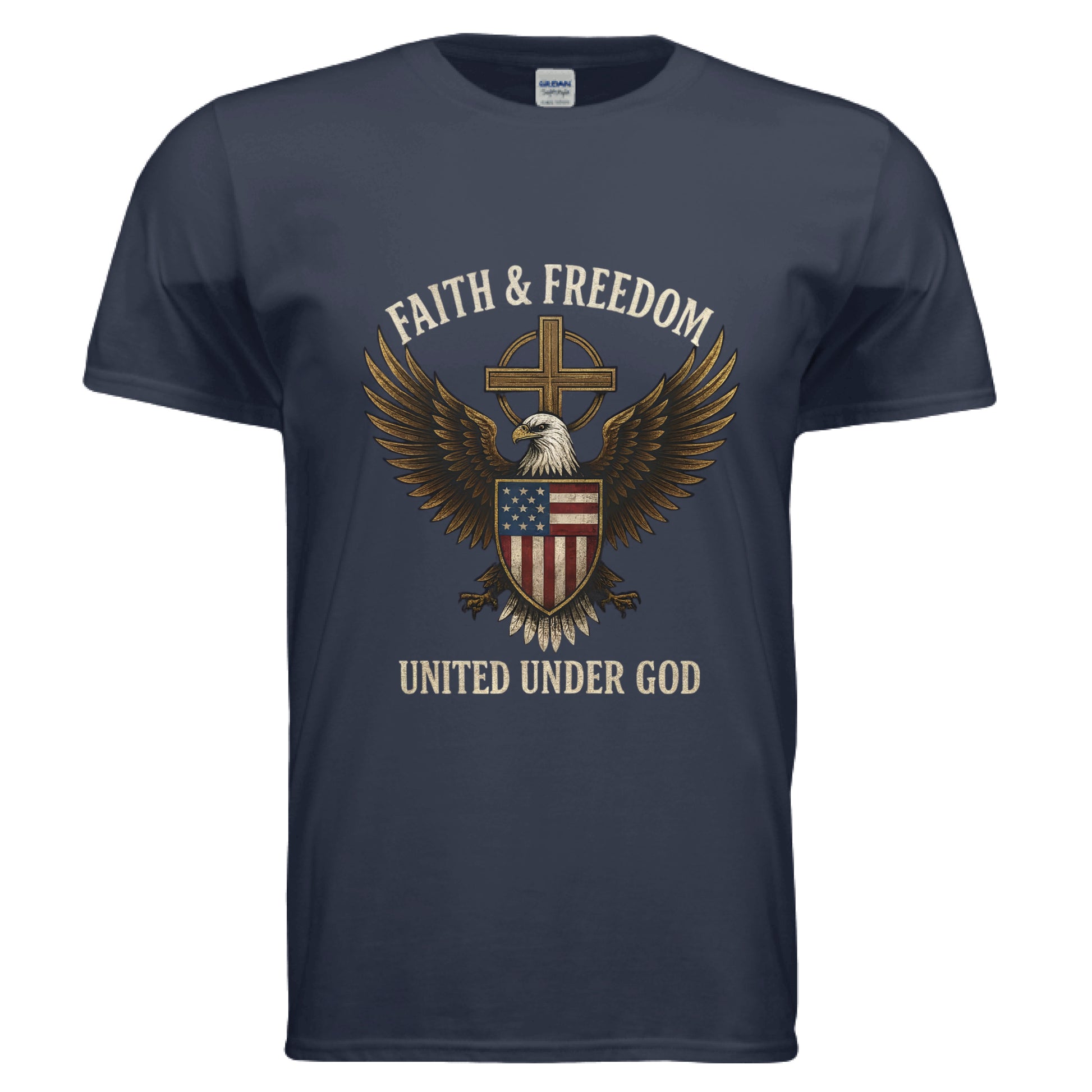 Faith & Freedom United under God Faith T-Shirt NAVY Salvation FaithWear Apparel
