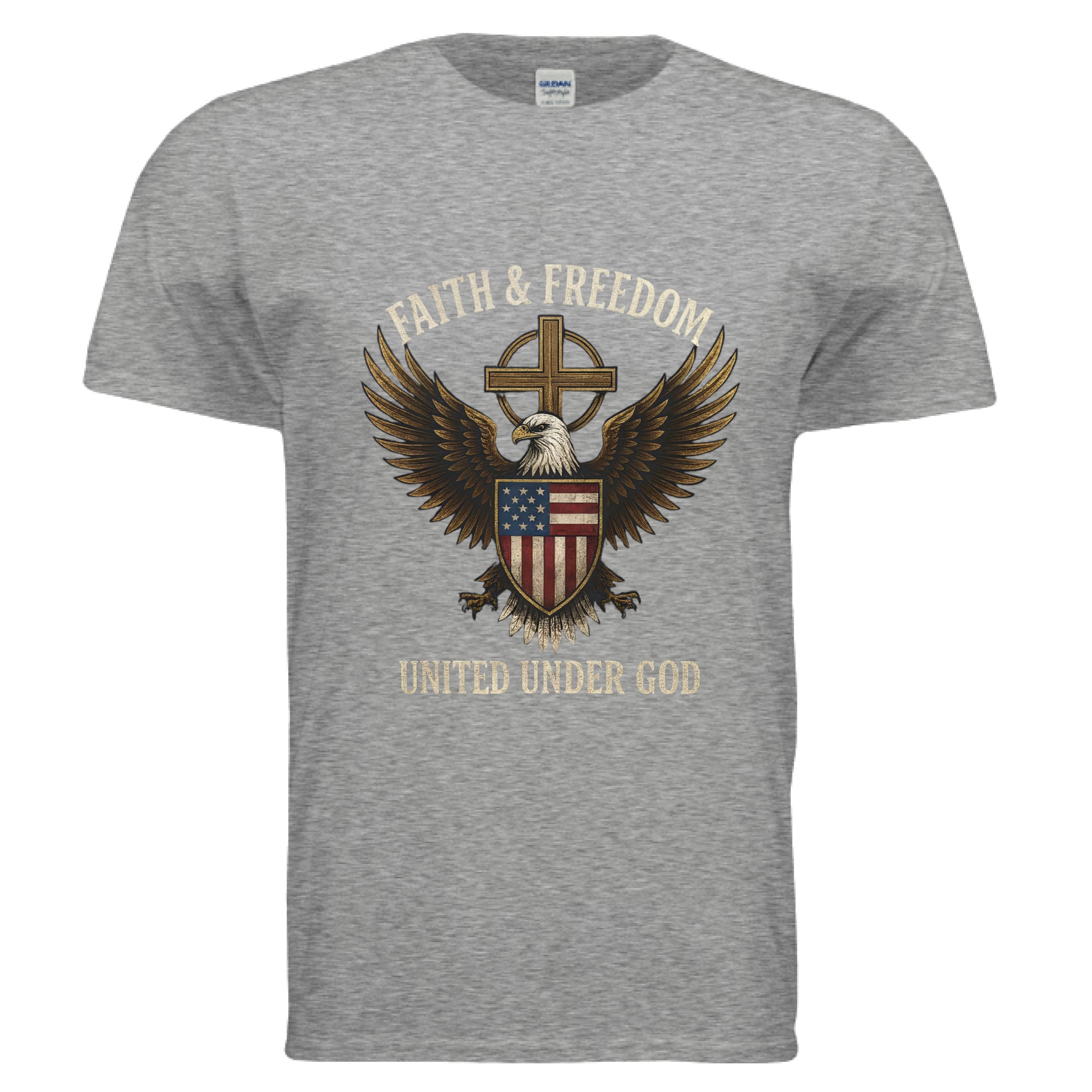 Faith & Freedom United under God Faith T-Shirt GRAPHITE HEATHER Salvation FaithWear Apparel