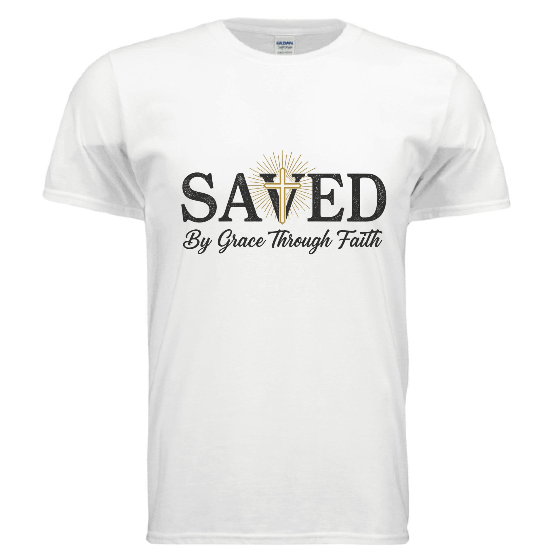 Saved By Grace Through Faith T-Shirt WHITE Salvation Clothing and Accessories Apparel