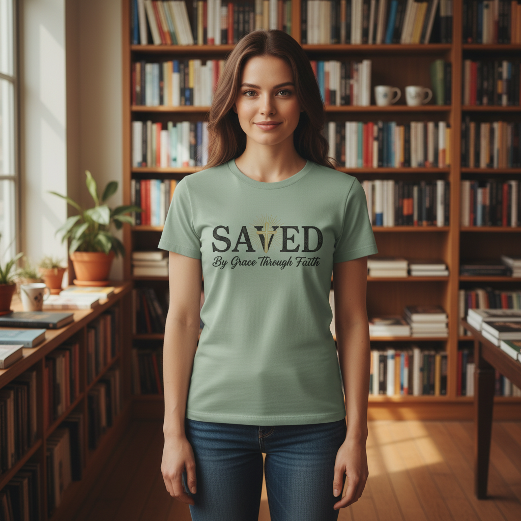 Saved By Grace Through Faith T-Shirt Salvation Clothing and Accessories Apparel