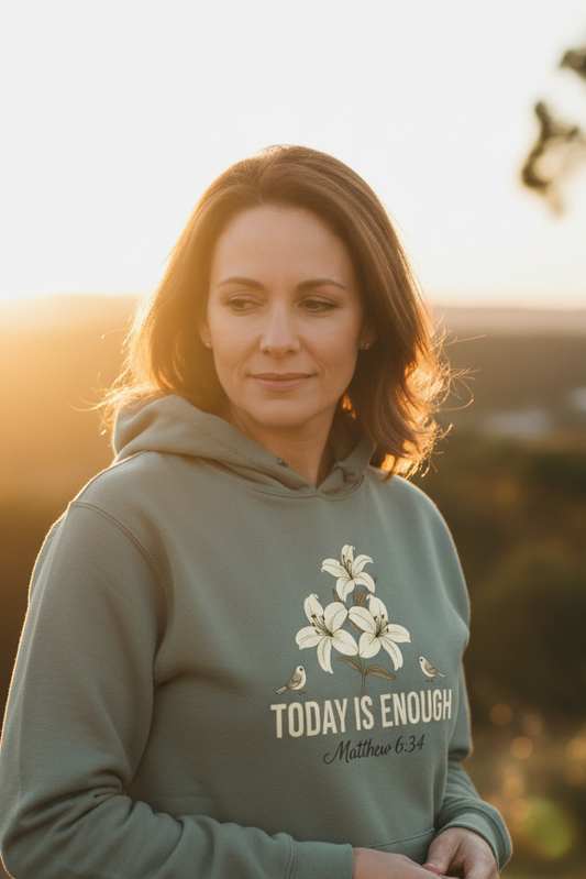 Today is Enough Matthew 6:34 Faith Hoodie Salvation FaithWear Apparel