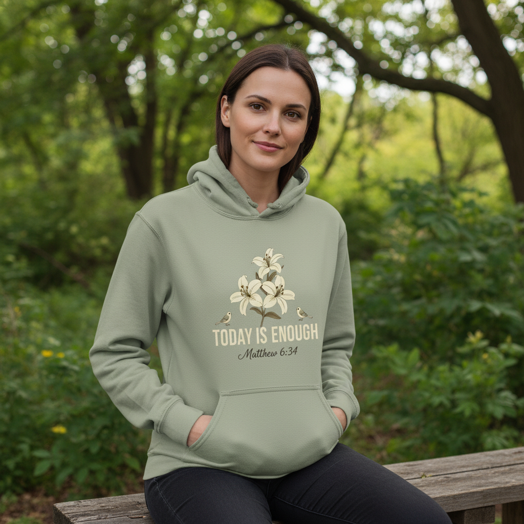 Today is Enough Matthew 6:34 Faith Hoodie