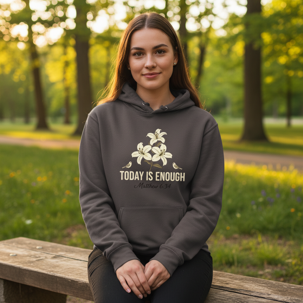 Today is Enough Matthew 6:34 Faith Hoodie