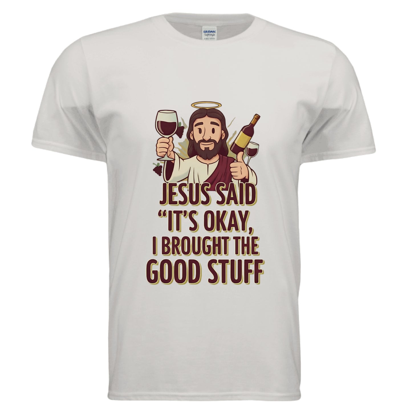 Jesus Said "It's Okay, I Brought The Good Stuff Faith T-Shirt Ice Grey Salvation Clothing and Accessories Apparel