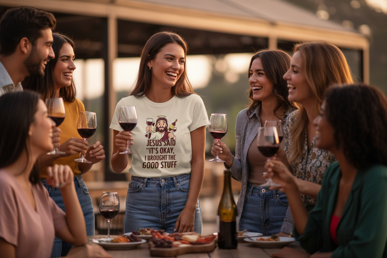 Jesus Said "It's Okay, I Brought The Good Stuff Faith T-Shirt Salvation Clothing and Accessories Apparel