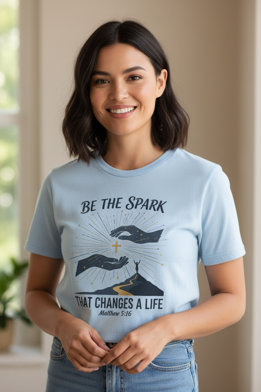 Be the Spark That Changes A Life Matthew 5:16 Faith T-Shirt Salvation Clothing and Accessories Apparel
