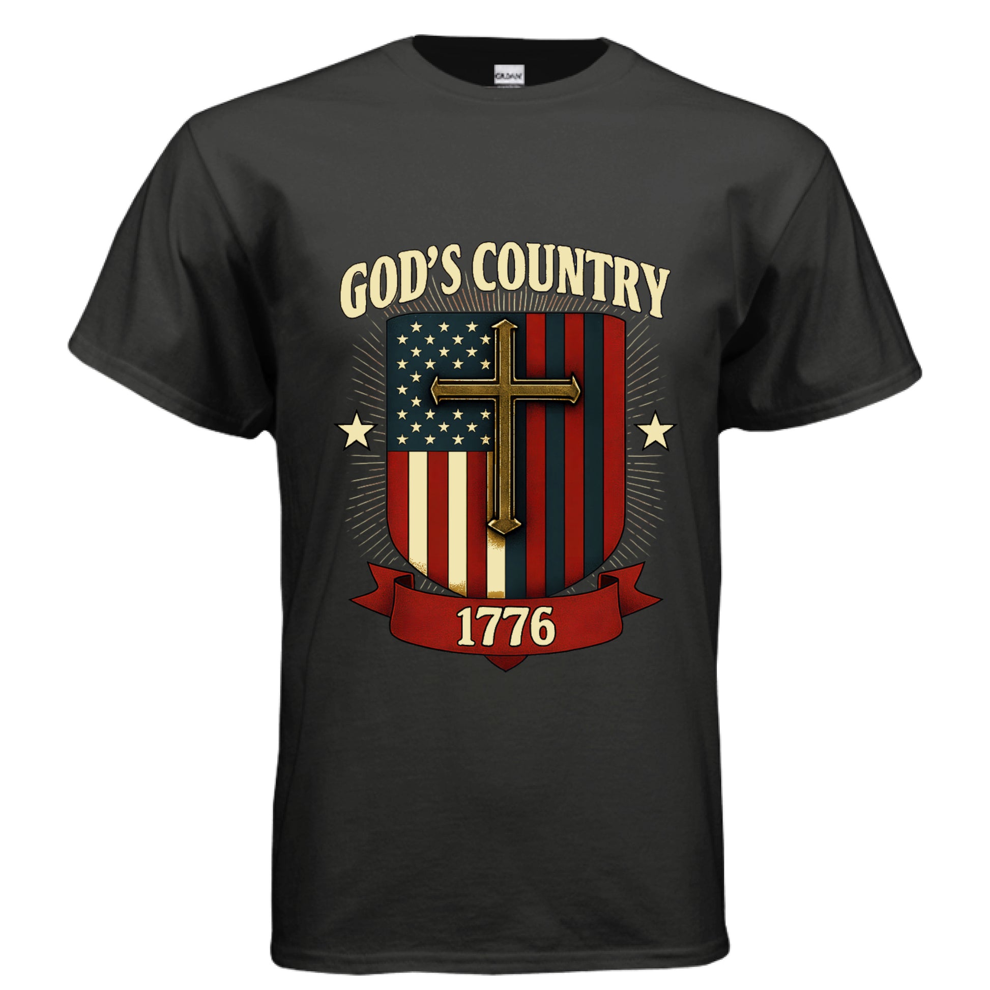 Gods Country Patriotic Faith T-Shirt BLACK Salvation Clothing and Accessories Apparel