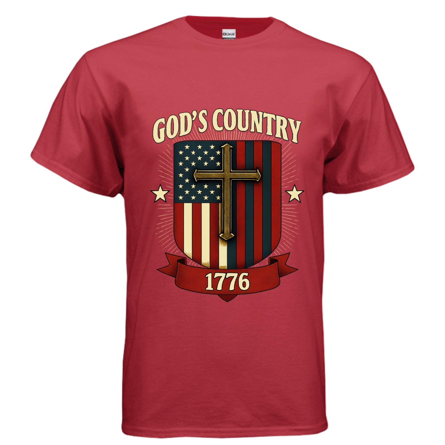 Gods Country Patriotic Faith T-Shirt RED Salvation Clothing and Accessories Apparel