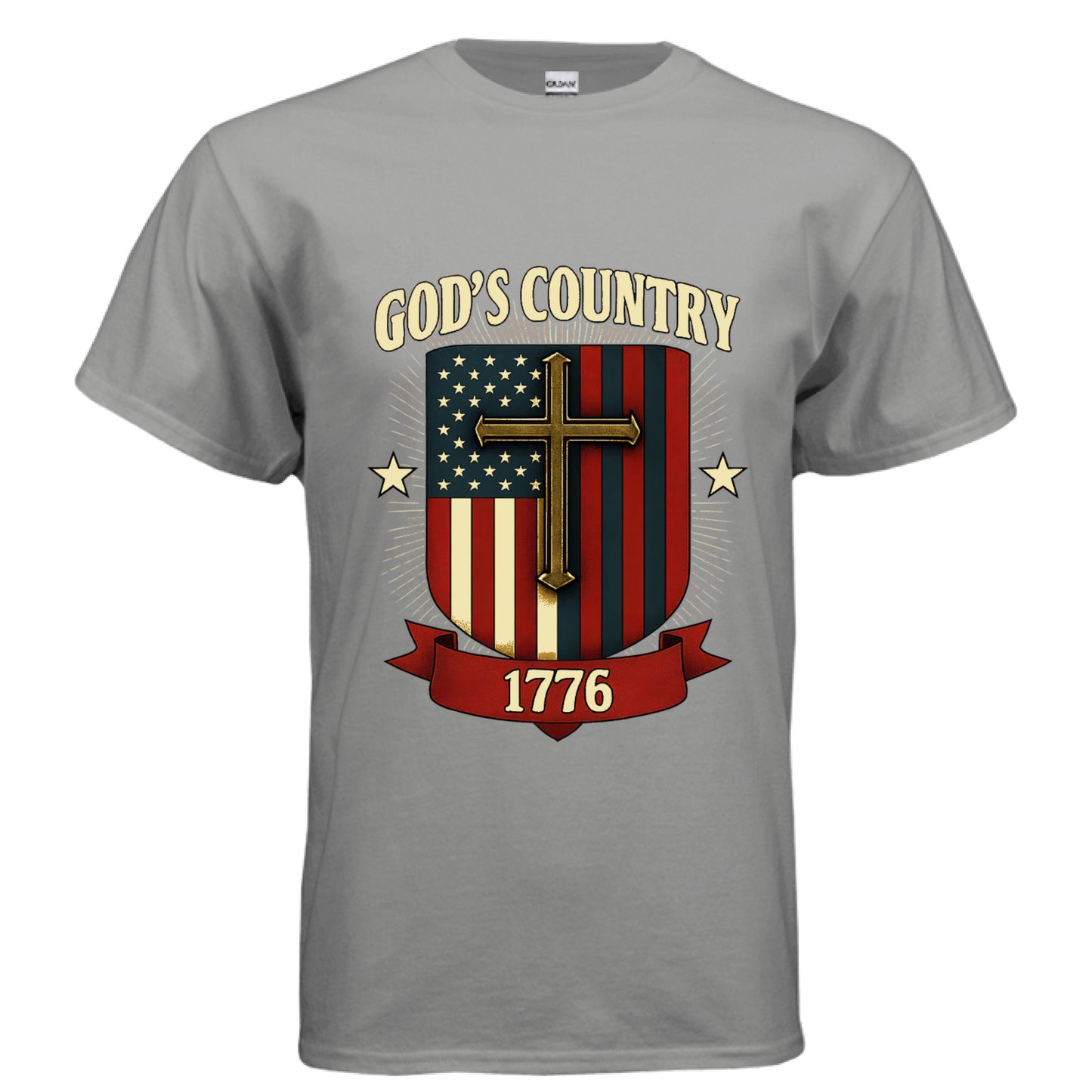 Gods Country Patriotic Faith T-Shirt GRAVEL Salvation Clothing and Accessories Apparel