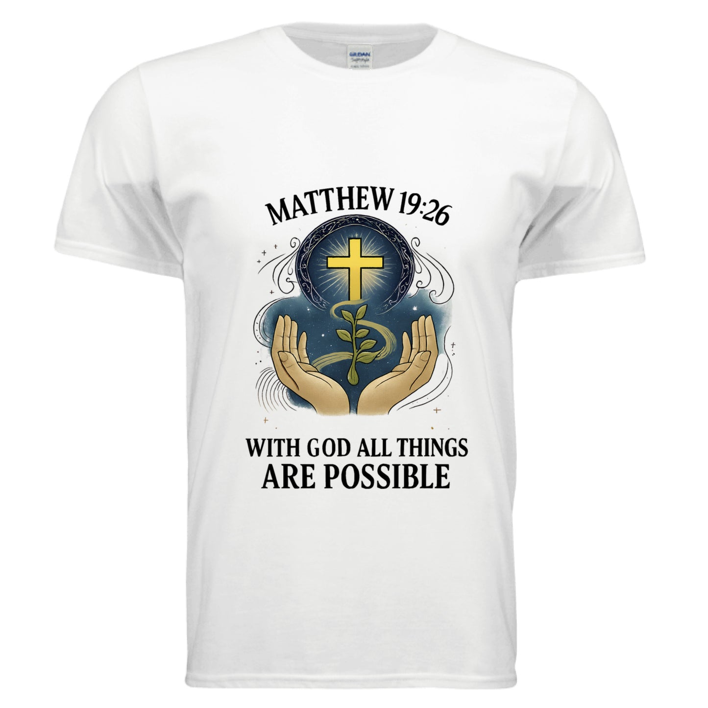 With God All Things are Possible Matthew 19:26 Faith T-Shirt WHITE Salvation Clothing and Accessories Apparel