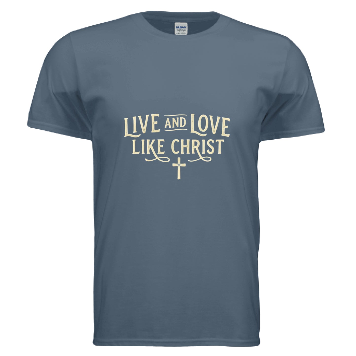 Live and Love Like Christ Faith T-Shirt INDIGO BLUE Salvation Clothing and Accessories Apparel