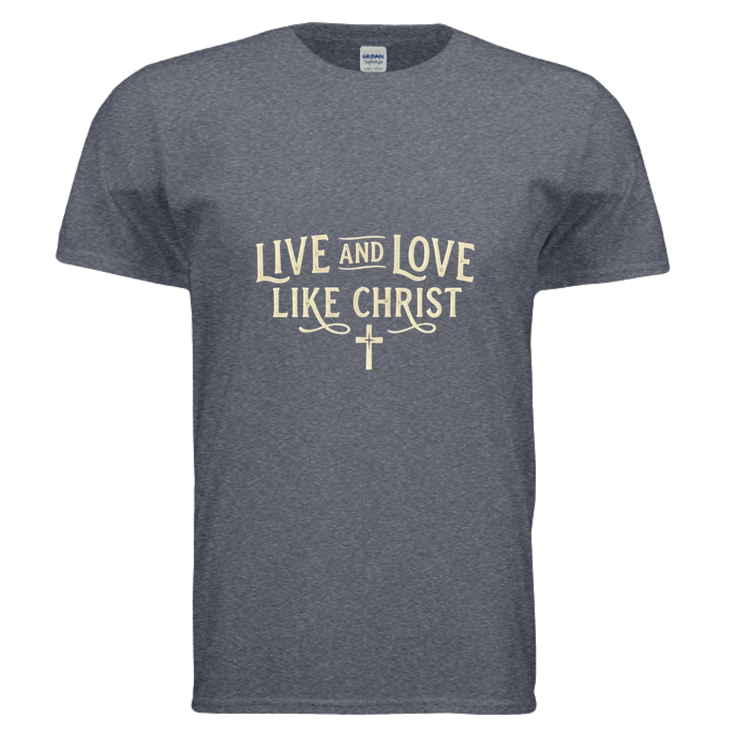 Live and Love Like Christ Faith T-Shirt HEATHER NAVY Salvation Clothing and Accessories Apparel