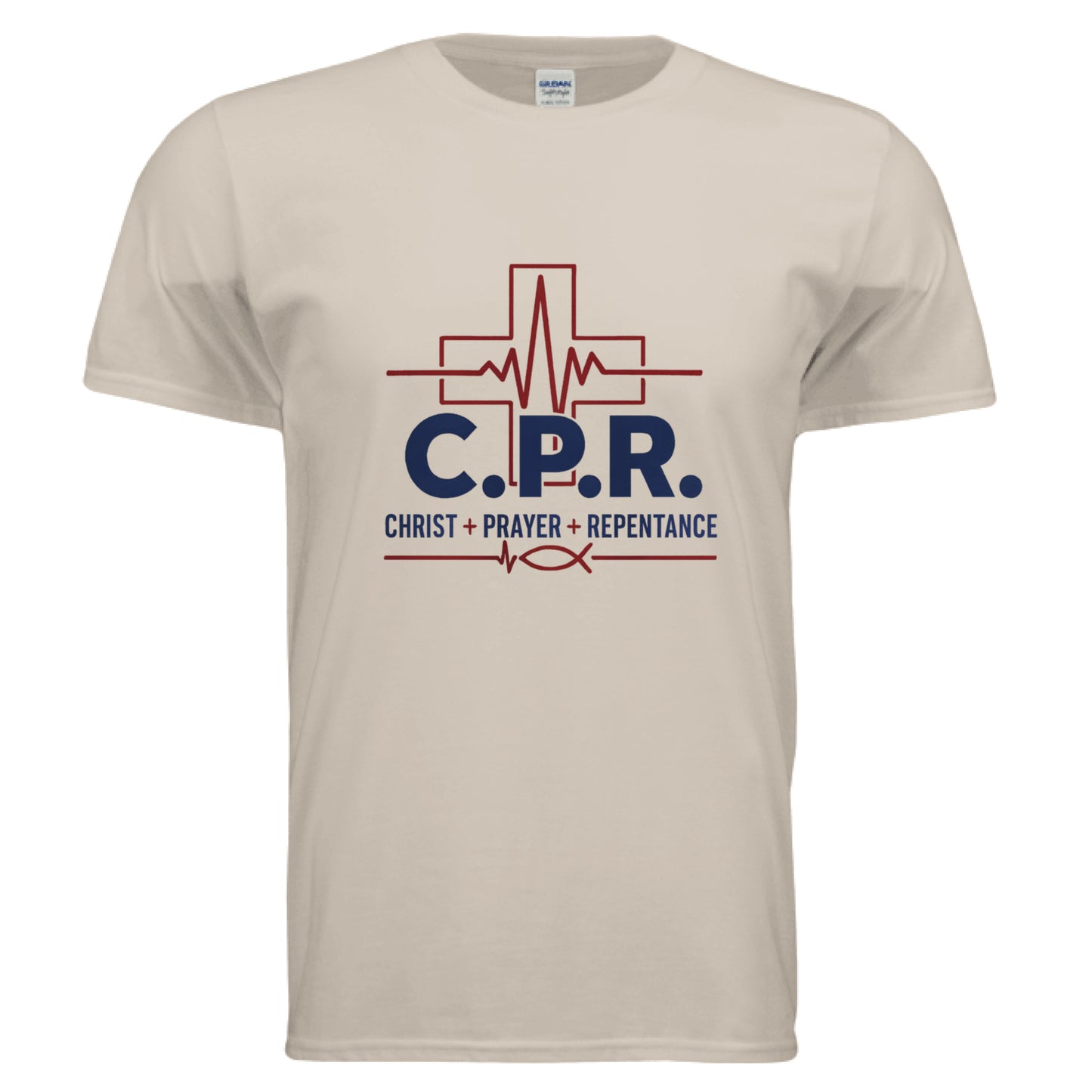 CPR Christ Prayer Repentance Faith T-Shirt SAND Salvation Clothing and Accessories Apparel