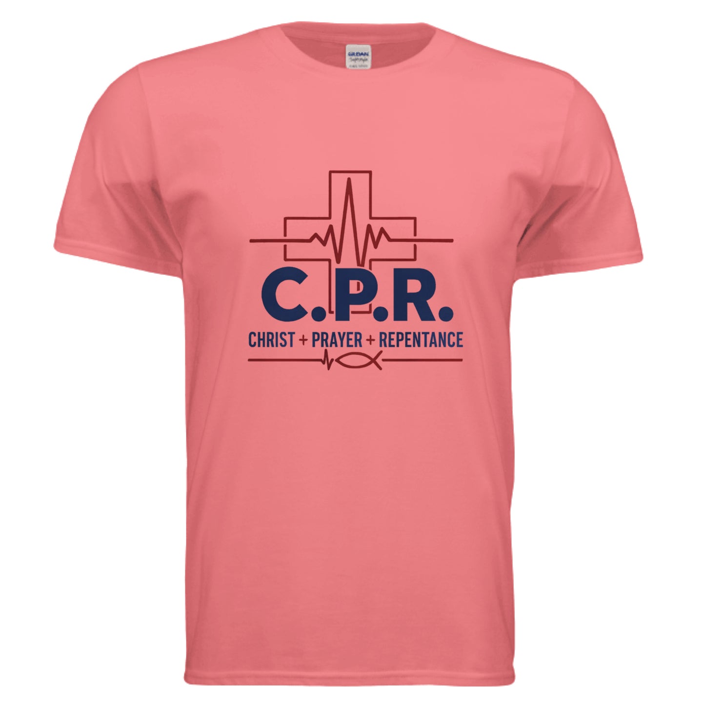 CPR Christ Prayer Repentance Faith T-Shirt CORAL SILK Salvation Clothing and Accessories Apparel