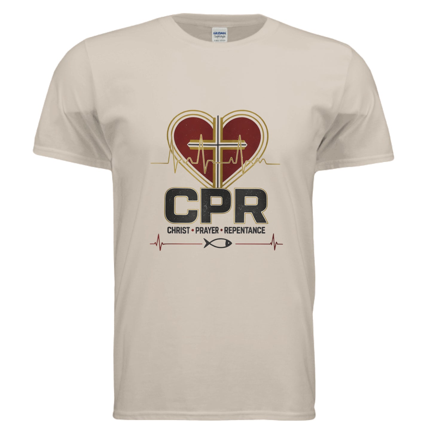 CPR Christ Prayer Repentance Faith T-Shirt SAND Salvation Clothing and Accessories Apparel