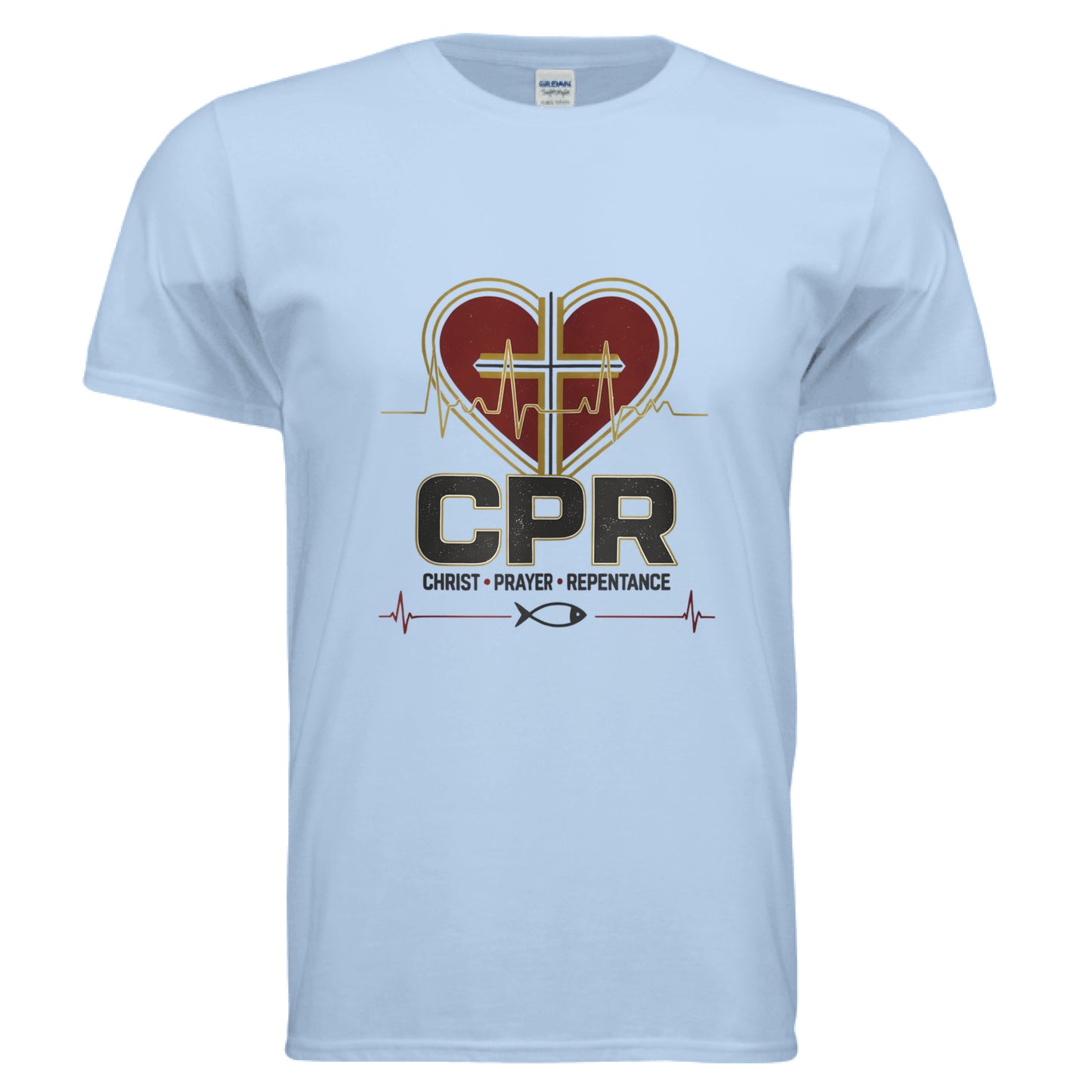 CPR Christ Prayer Repentance Faith T-Shirt LIGHT BLUE Salvation Clothing and Accessories Apparel