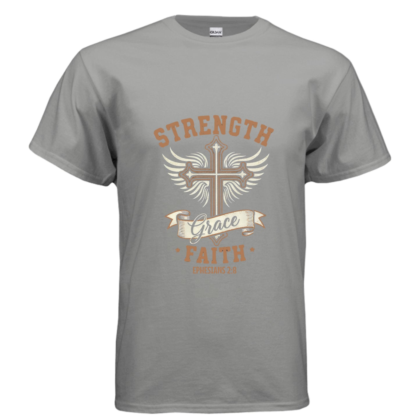 Strength Faith Grace Faith T-Shirt GRAVEL Salvation Clothing and Accessories Apparel
