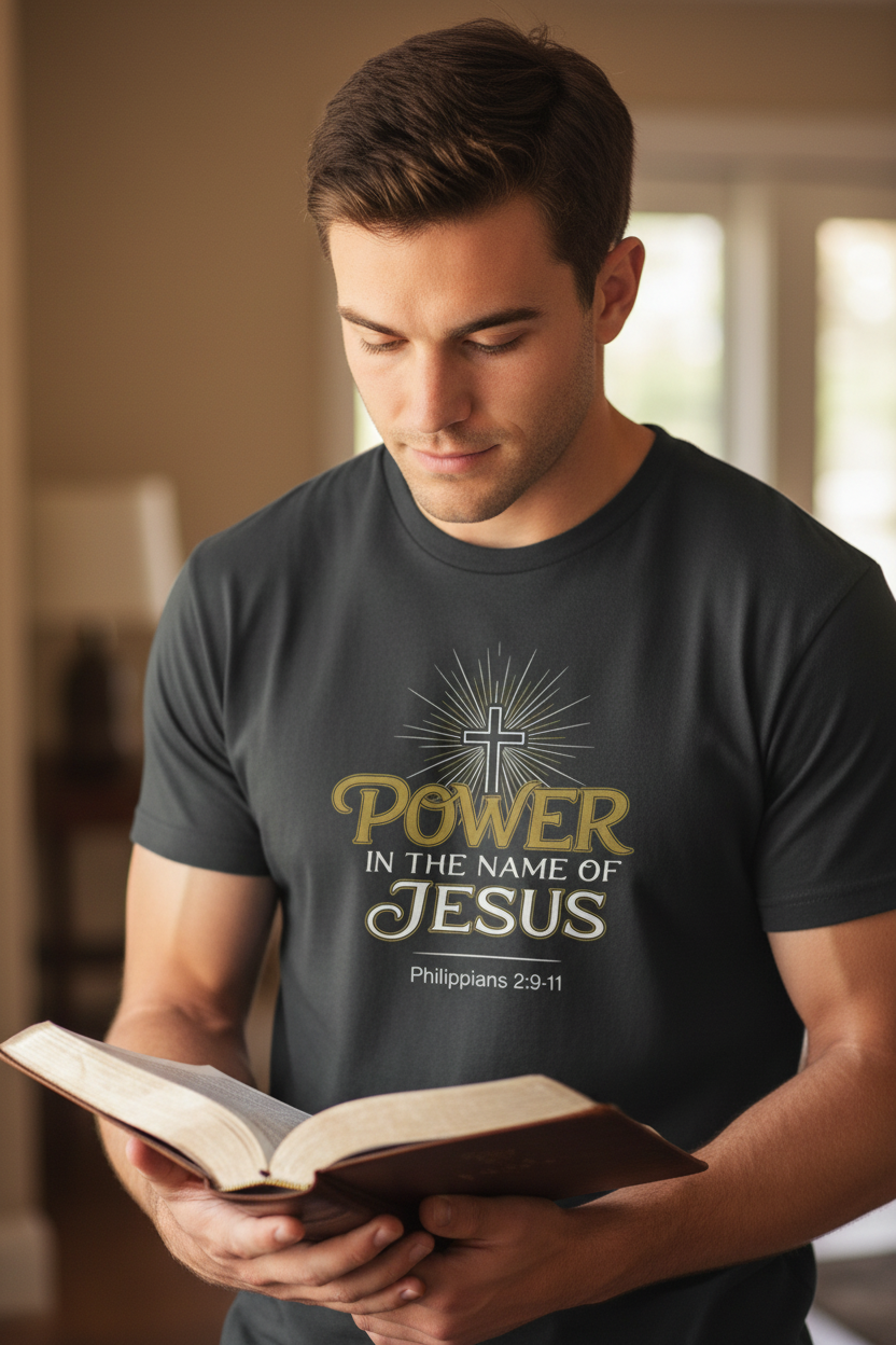 Power in the Name of Jesus Faith T-Shirt Salvation Clothing and Accessories Apparel