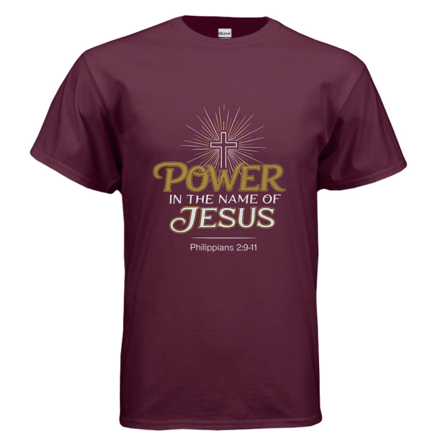 Power in the Name of Jesus Faith T-Shirt MAROON Salvation Clothing and Accessories Apparel
