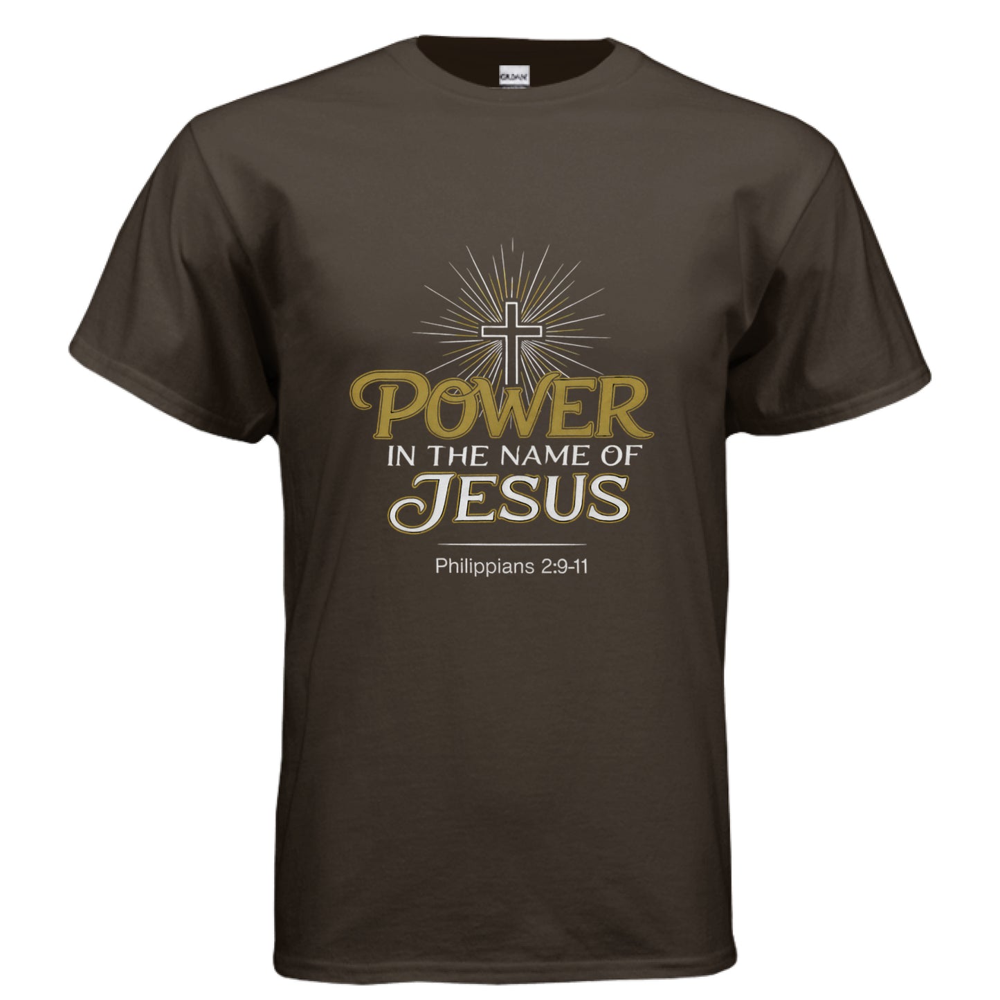 Power in the Name of Jesus Faith T-Shirt DARK CHOCOLATE Salvation Clothing and Accessories Apparel