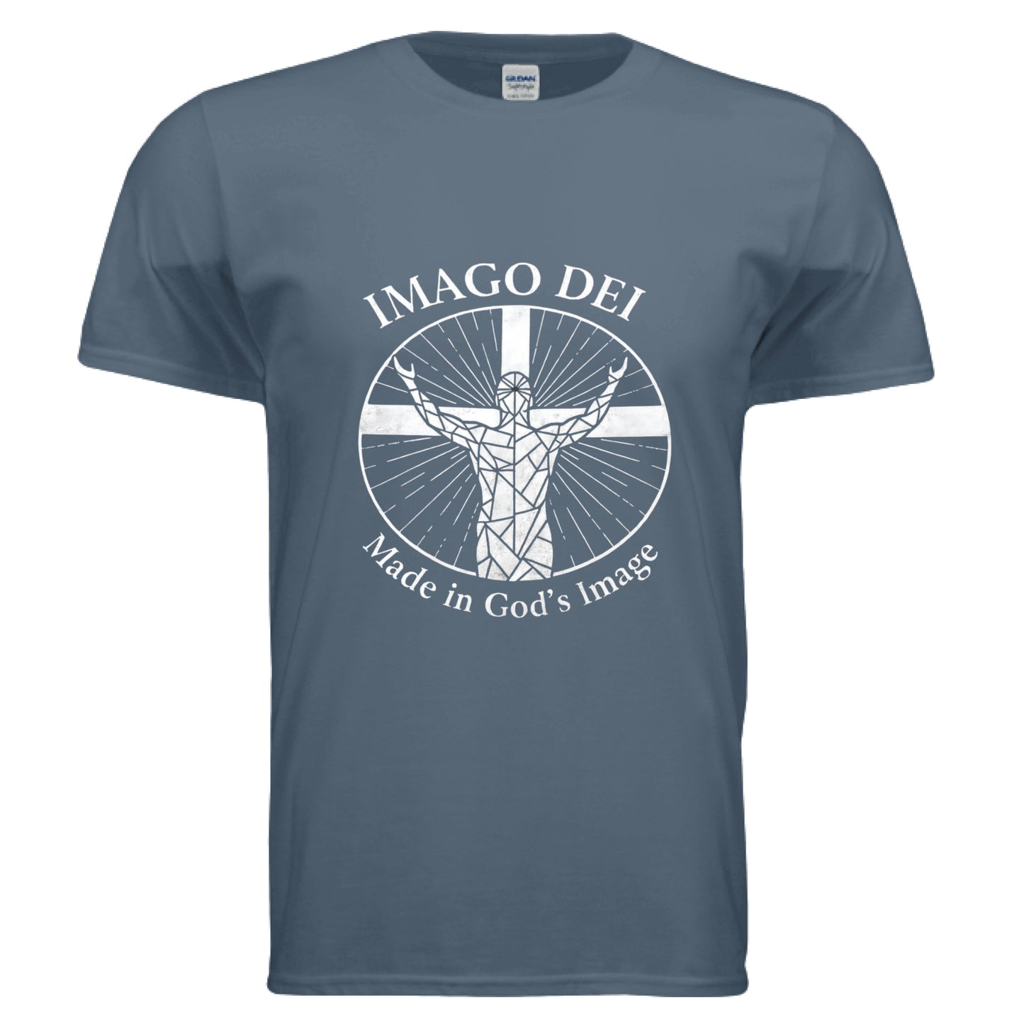 Imago DEI Made in Gods Image Faith T-Shirt INDIGO BLUE Salvation Clothing and Accessories Apparel