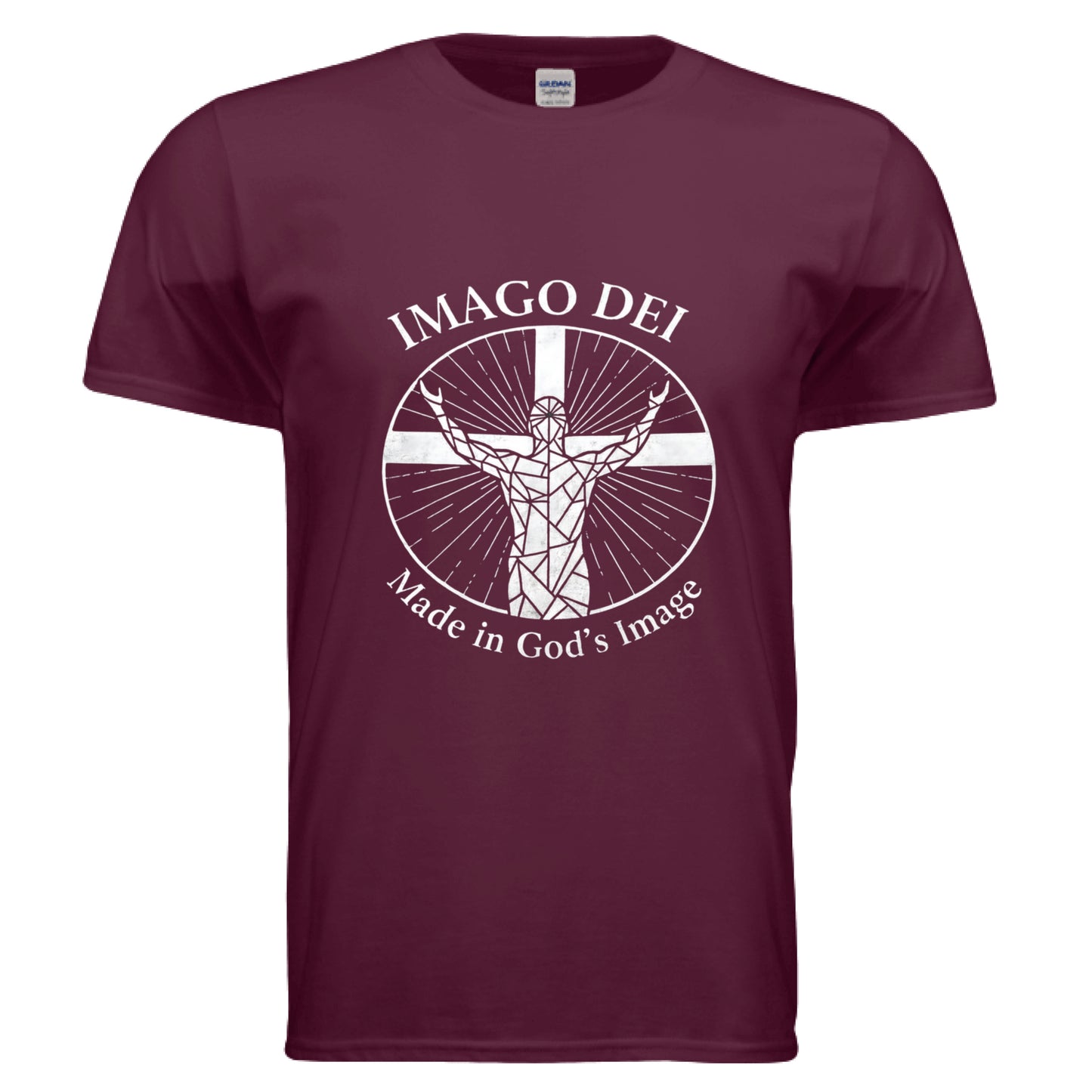 Imago DEI Made in Gods Image Faith T-Shirt MAROON Salvation Clothing and Accessories Apparel