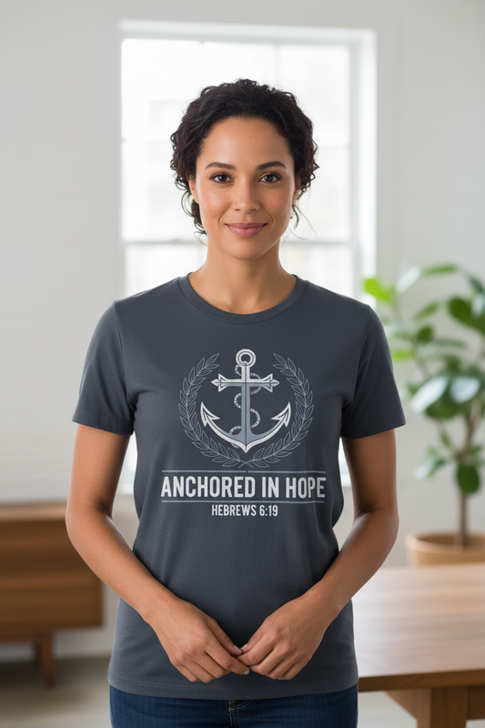 Anchored in Hope Hebrews 6:19 Faith T-Shirt Salvation Clothing and Accessories Apparel