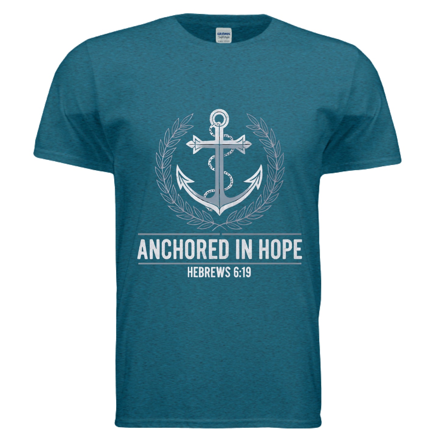 Anchored in Hope Hebrews 6:19 Faith T-Shirt ANTIQUE SAPPHIRE Salvation Clothing and Accessories Apparel