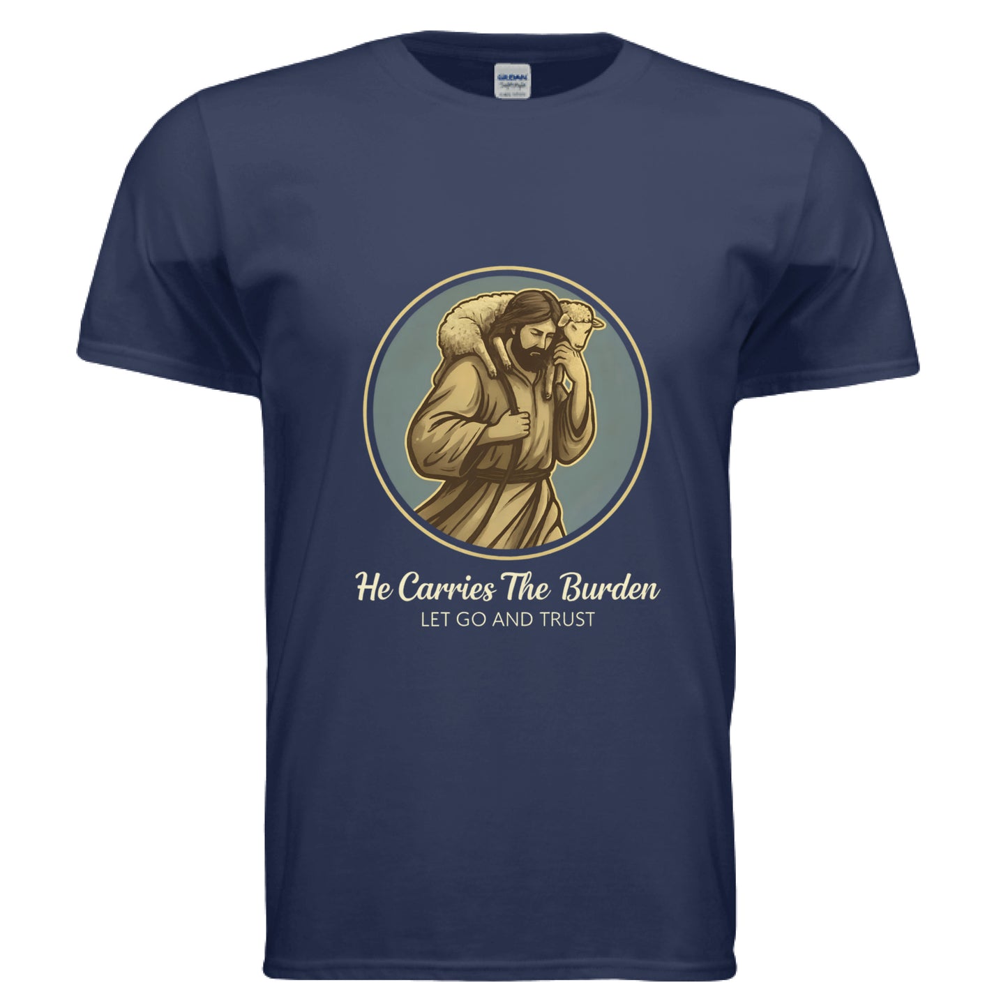 He Carries the Burden Faith T-Shirt METRO BLUE Salvation Clothing and Accessories Apparel