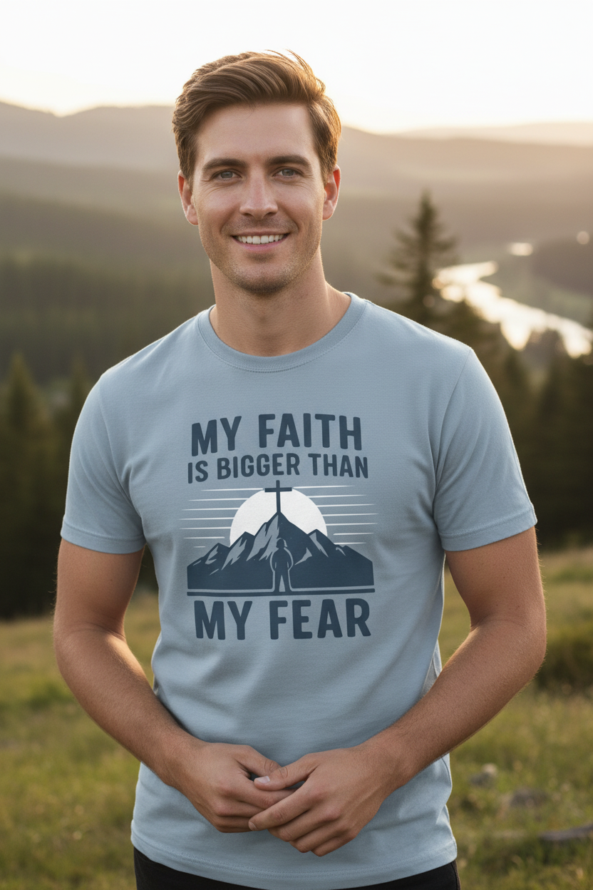 My Faith is Bigger than My Fear Faith T-Shirt Salvation Clothing and Accessories Apparel