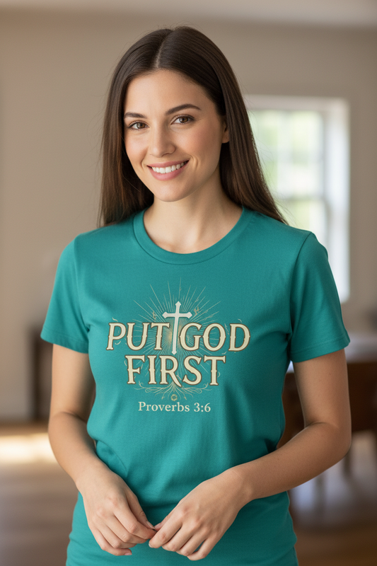 Put God First Faith T-Shirt Salvation Clothing and Accessories Apparel