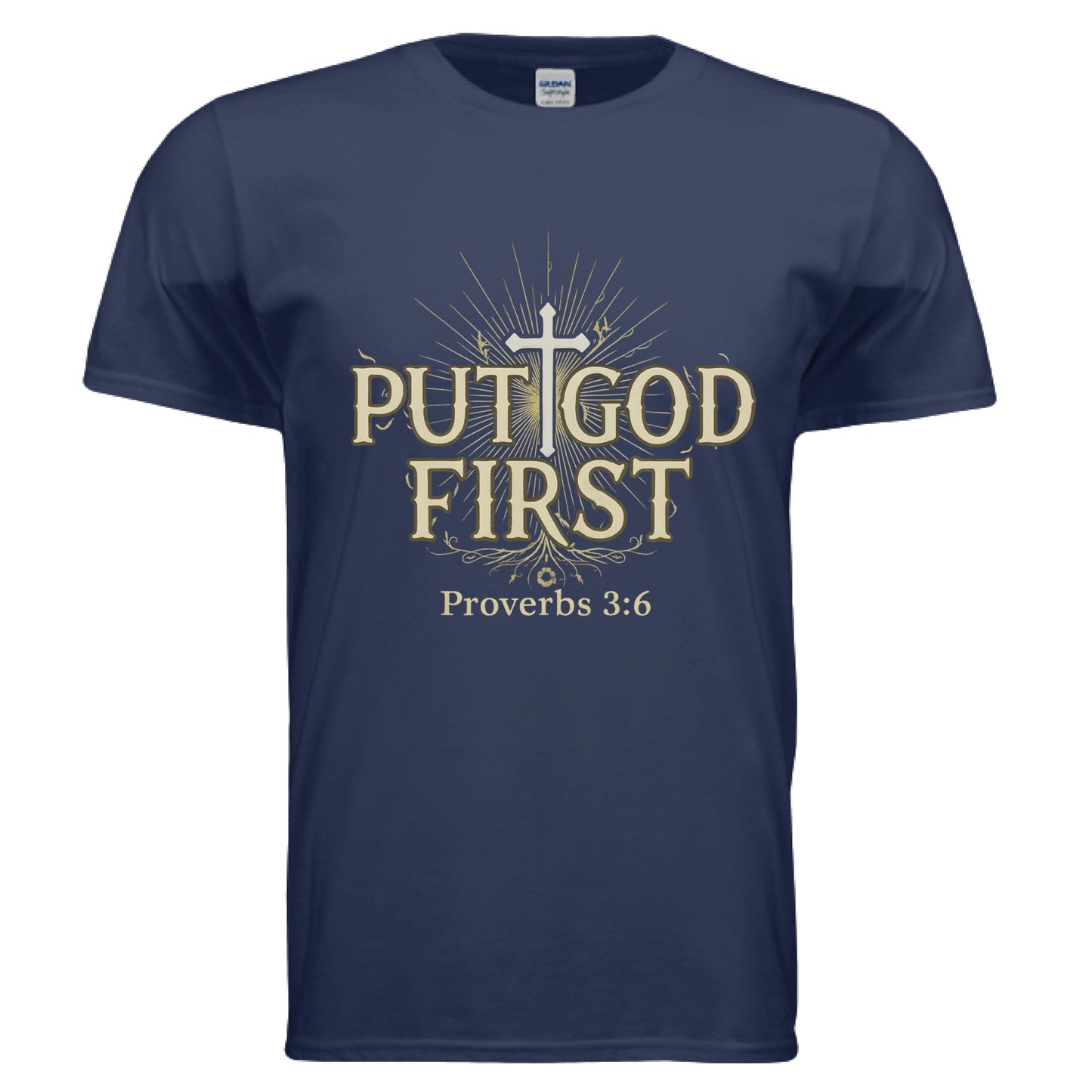 Put God First Faith T-Shirt METRO BLUE Salvation Clothing and Accessories Apparel