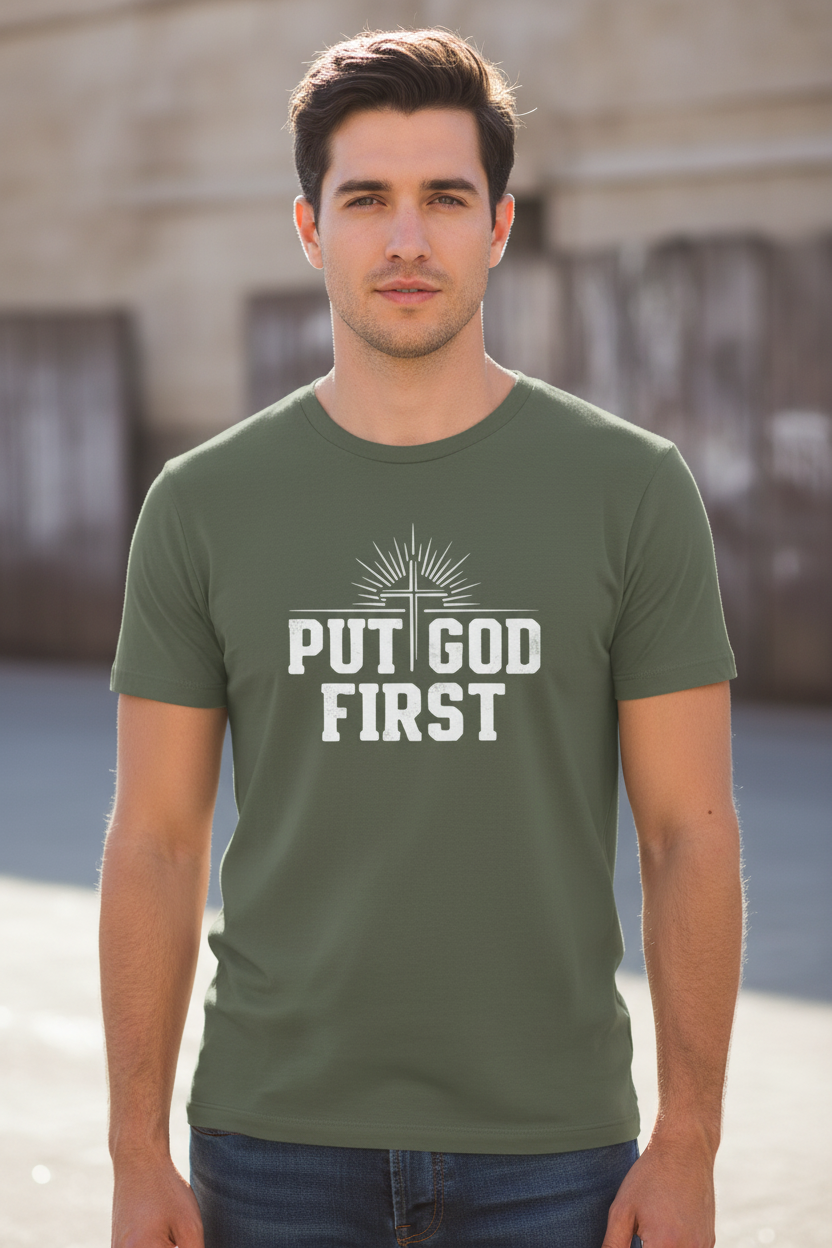 Put God First Faith T-Shirt Salvation Clothing and Accessories Apparel