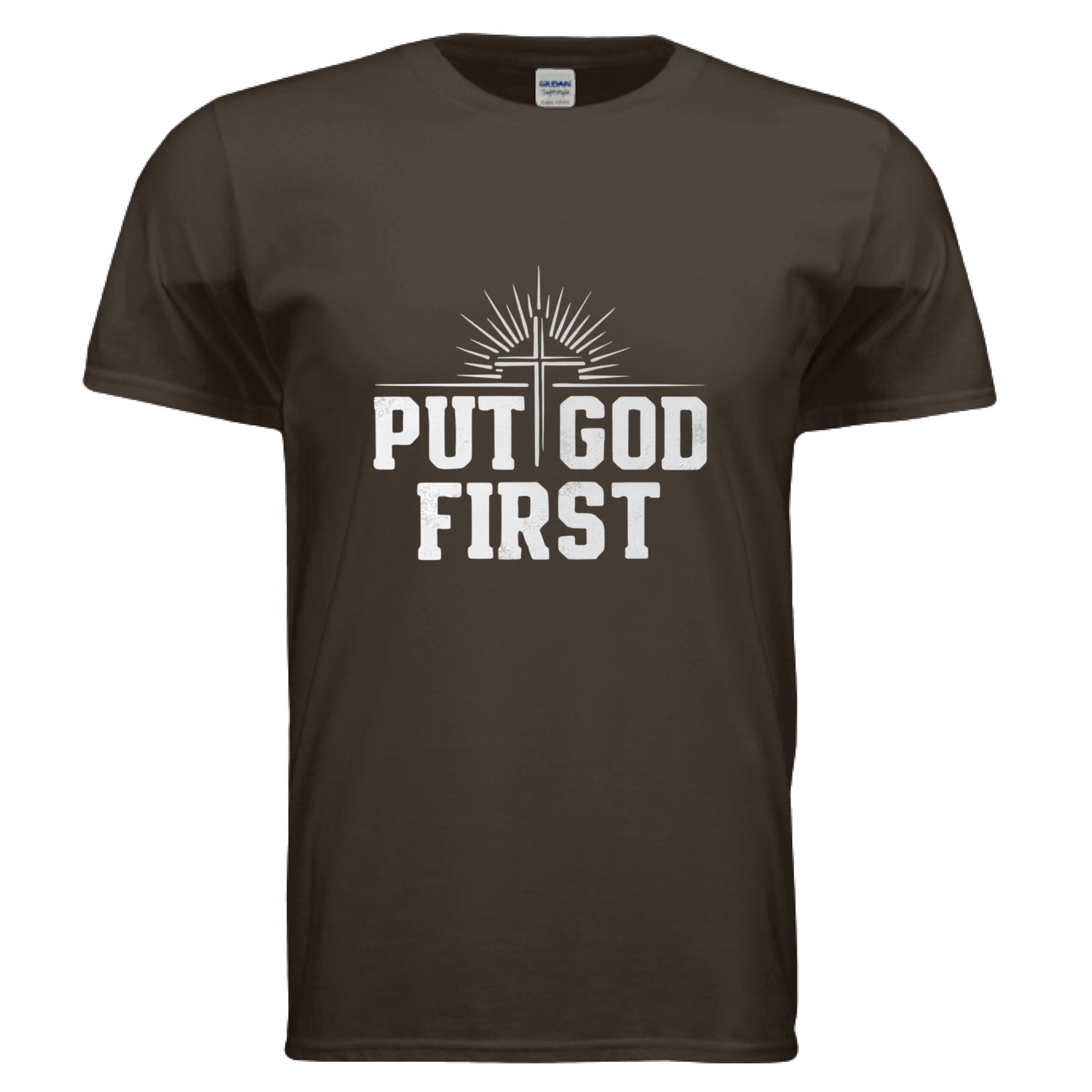Put God First Faith T-Shirt DARK CHOCOLATE Salvation Clothing and Accessories Apparel