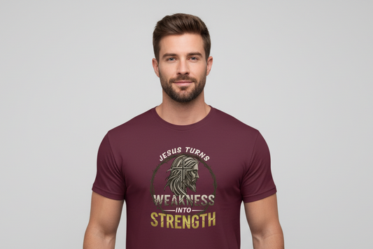 Jesus Turns Weakness into Strength Faith T-Shirt Salvation Clothing and Accessories Apparel