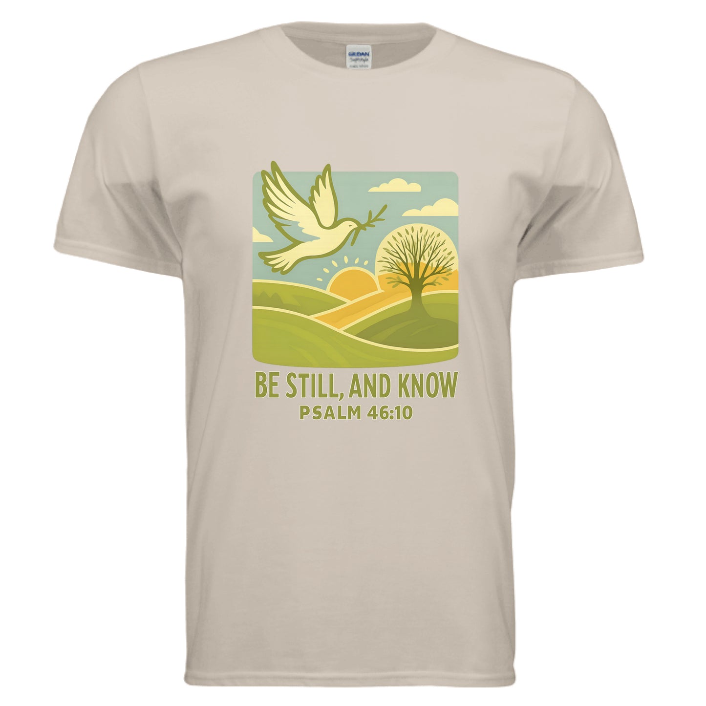 Be Still, And Know Psalm 46:10 Faith T-Shirt SAND Salvation Clothing and Accessories Apparel