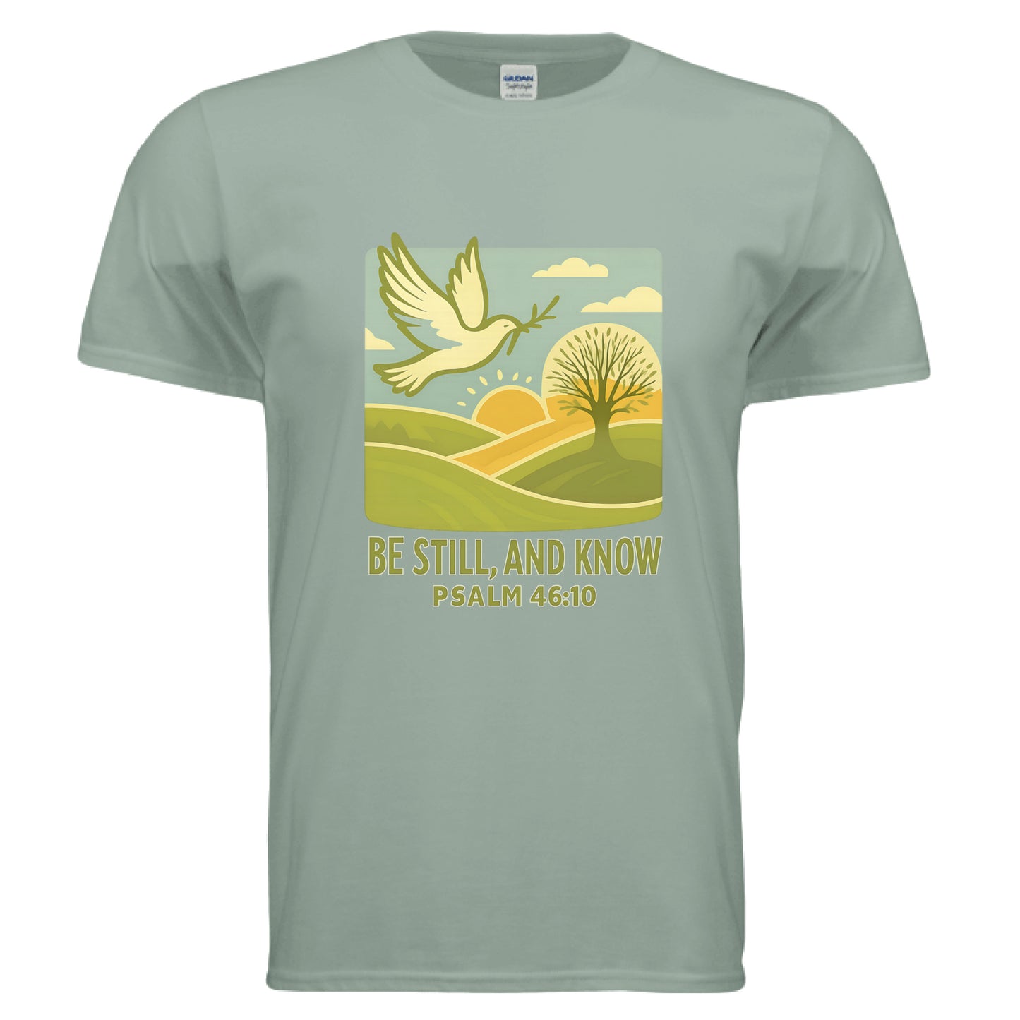 Be Still, And Know Psalm 46:10 Faith T-Shirt Sage Salvation Clothing and Accessories Apparel